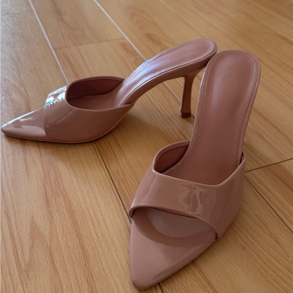 Elegant Nude Heeled Mule Sandals - NEW! Never worn